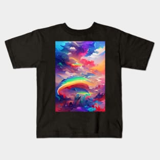 ABSTRACT RAINBOW WITH STORM CLOUDS GATHERING Kids T-Shirt